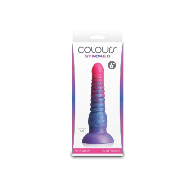 Box of Colours Stacked Pink/Blue 6 Inch Fantasy Dildo