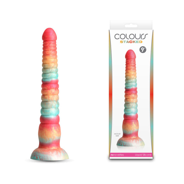 Colours Stacked Red/Gold 9 Inch Fantasy Dildo with case
