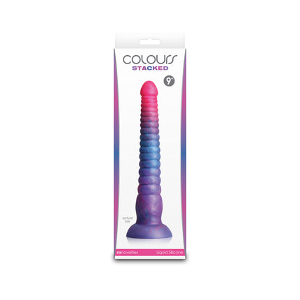 Box of Colours Stacked Pink/Blue 9 Inch Fantasy Dildo