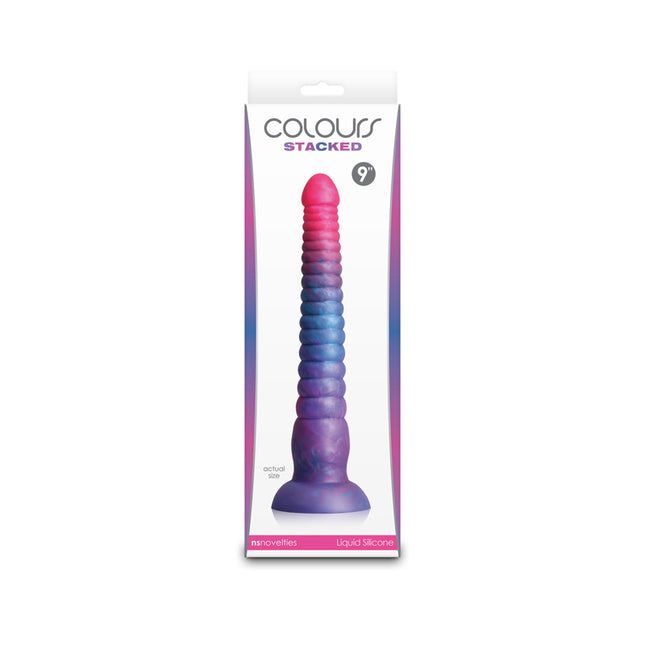 Box of Colours Stacked Pink/Blue 9 Inch Fantasy Dildo