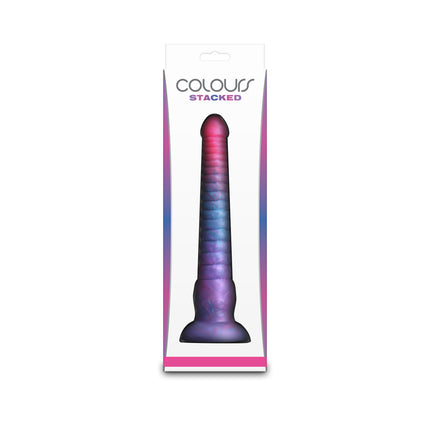 Box Rear View of Colours Stacked Pink/Blue 9 Inch Fantasy Dildo