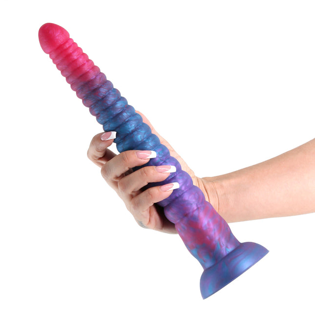Hand Holding Colours Stacked Pink/Blue 12 Inch Fantasy Dildo