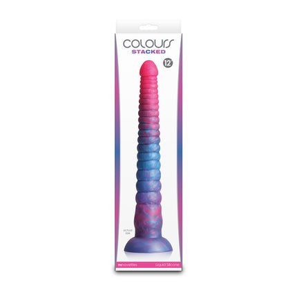 Case front view of Colours Stacked Pink/Blue 12 Inch Fantasy Dildo