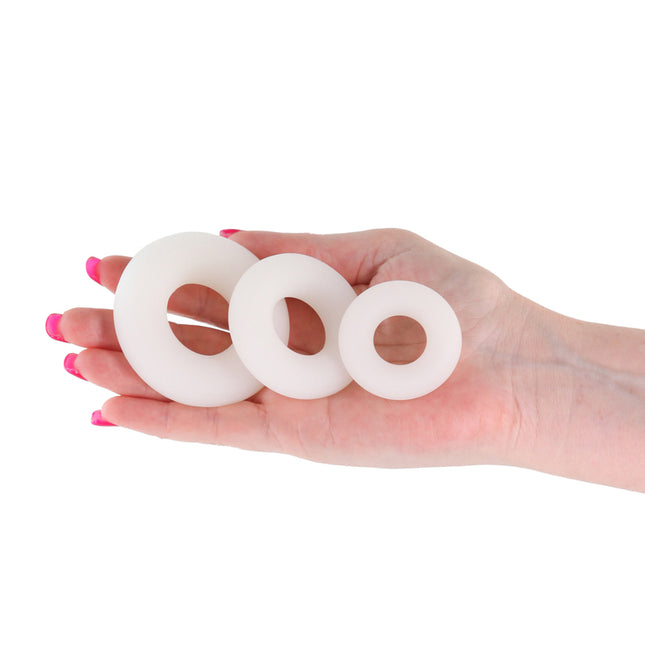 Firefly Bubble White Glow in Dark Cock Rings - Set of 3