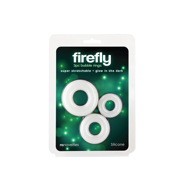 Firefly Bubble White Glow in Dark Cock Rings - Set of 3