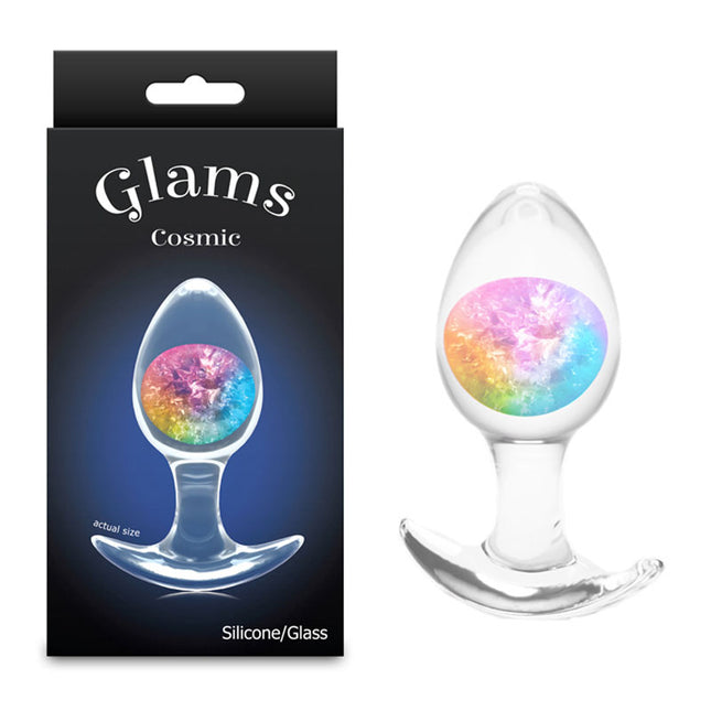 Glams Cosmic Clear/Rainbow 9.5cm Small Butt Plug