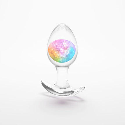 Glams Cosmic Clear/Rainbow 9.5cm Small Butt Plug