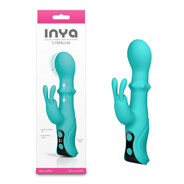 INYA Cyberluxe Aqua 18cm Rabbit Vibrator with Sliding Ring Shaft