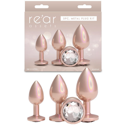 Rear Assets Trainer Kit Iridescent Champagne Metallic Butt Plugs - Set of 3