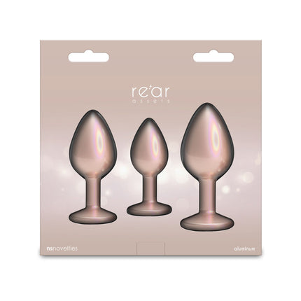 Rear Assets Trainer Kit Iridescent Champagne Metallic Butt Plugs - Set of 3