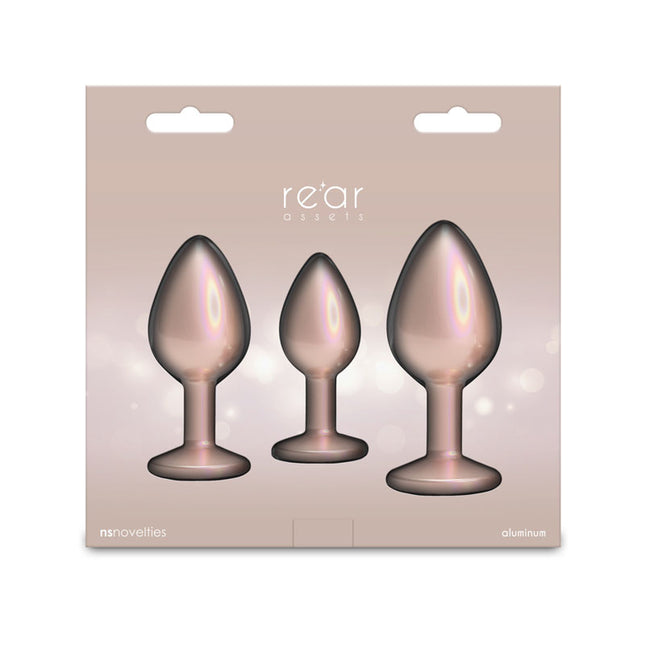 Rear Assets Trainer Kit Iridescent Champagne Metallic Butt Plugs - Set of 3
