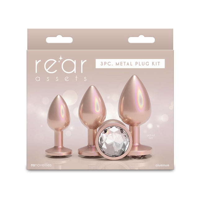 Rear Assets Trainer Kit Iridescent Champagne Metallic Butt Plugs - Set of 3