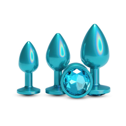 Rear Assets Trainer Kit Iridescent Teal Metallic Butt Plugs - Set of 3