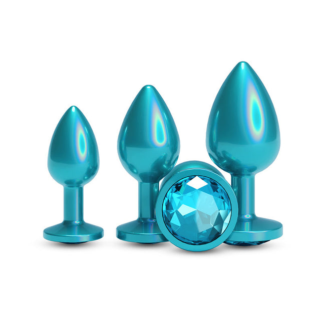 Rear Assets Trainer Kit Iridescent Teal Metallic Butt Plugs - Set of 3