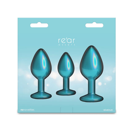 Rear Assets Trainer Kit Iridescent Teal Metallic Butt Plugs - Set of 3