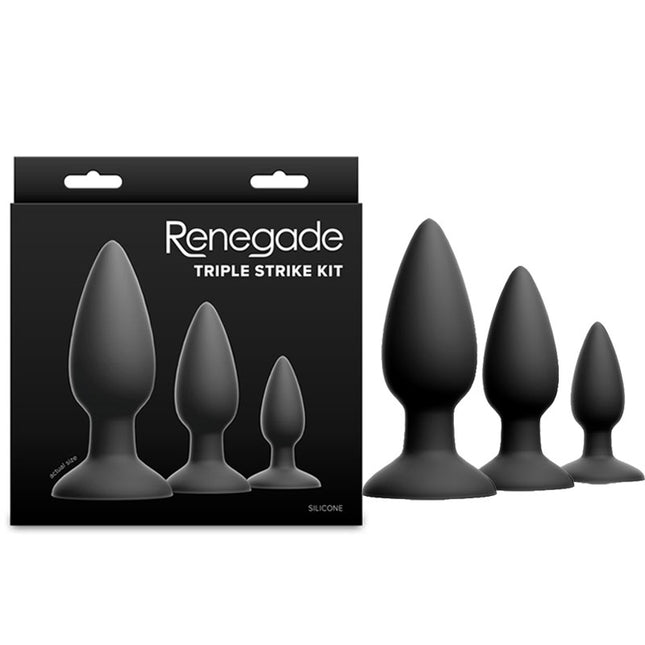 Renegade Triple Strike Kit - Black Butt Plugs Set of 3