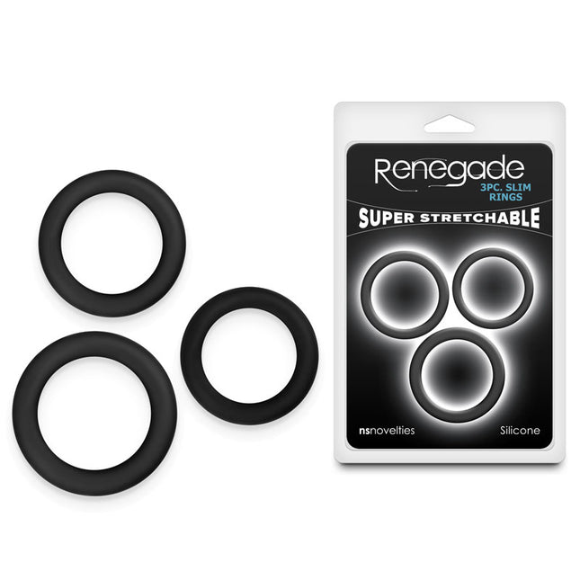 Renegade Super Stretchable 3pc Slim Rings - Black