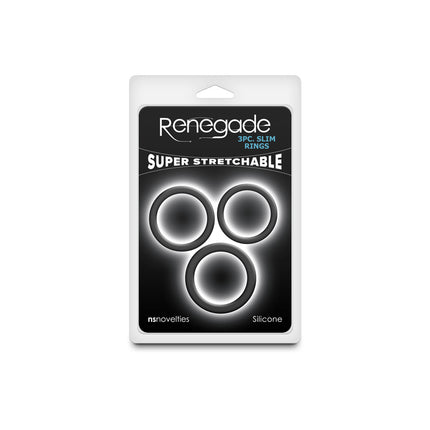 Renegade Super Stretchable 3pc Slim Rings - Black