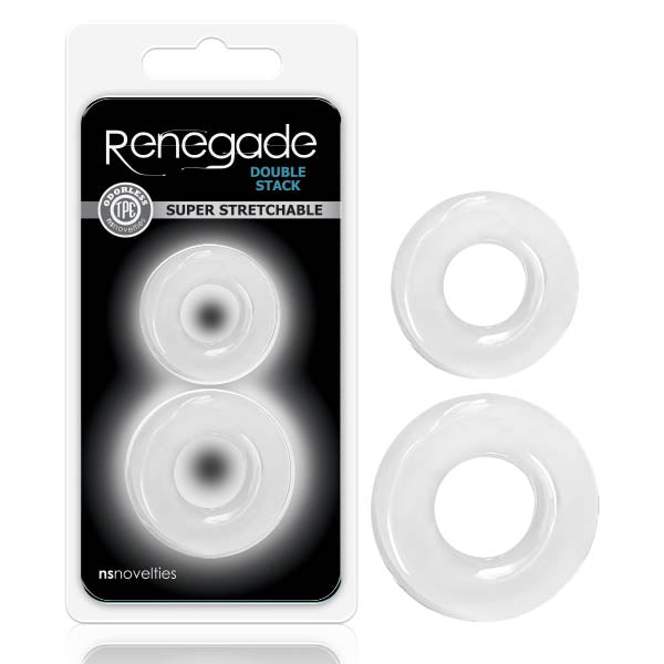 Renegade Double Stack - Clear Cock Rings Set of 2