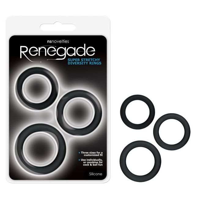 Renegade Diversity Black Cock Rings Set of 3