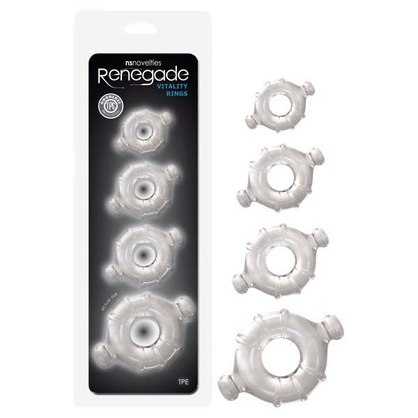 Renegade Vitality Clear Cock Rings - Set of 4