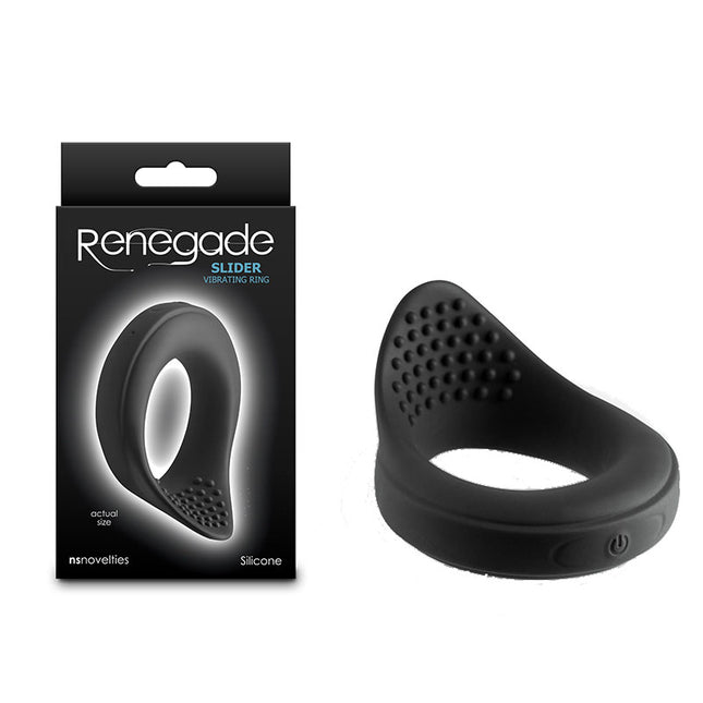 Renegade Slider Black Vibrating Cock Ring