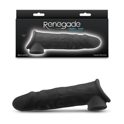 Nsnovelties Renegade Annex Thin Black 7.5 Inch Penis Extender Sleeve