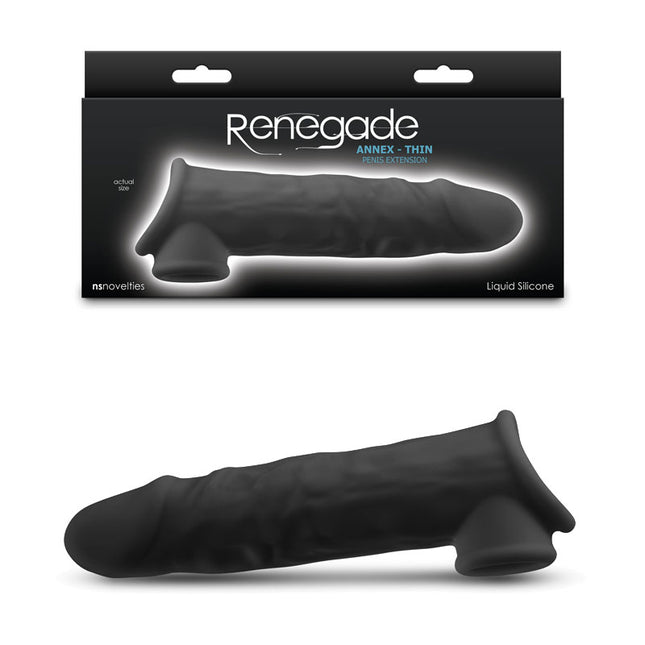Nsnovelties Renegade Annex Thin Black 7.5 Inch Penis Extender Sleeve