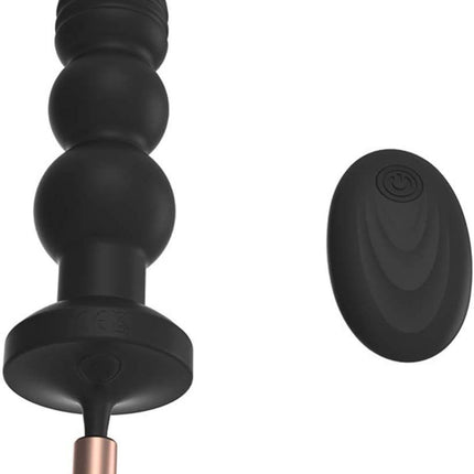 Black 7 Function Rechargeable Vibrating Anal Plug Plus Penis Ring with remote control