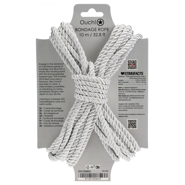 OUCH! Bondage Rope 10 M - Silver