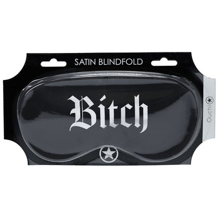 OUCH! Satin Mask Bitch - Black Printed Eye Mask