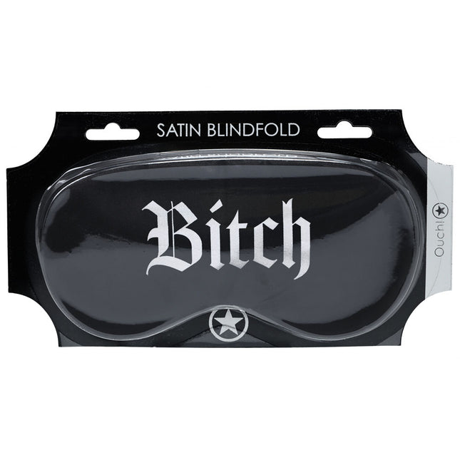 OUCH! Satin Mask Bitch - Black Printed Eye Mask