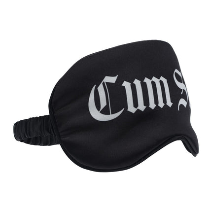 OUCH! Satin Mask Cum Slut - Black Printed Eye Mask