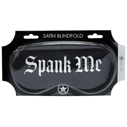 OUCH! Satin Mask Spank Me - Black Printed Eye Mask
