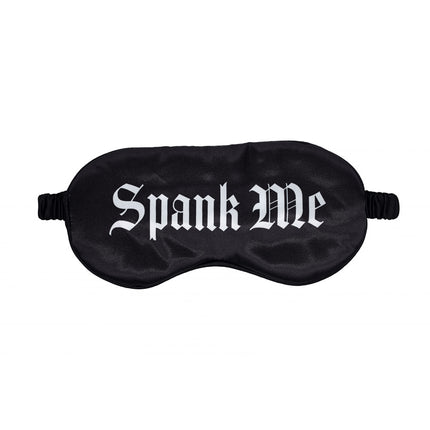 OUCH! Satin Mask Spank Me - Black Printed Eye Mask