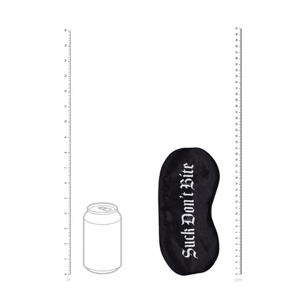 OUCH! Satin Blindfold Suck Don't Bite - Black Printed Eye Mask