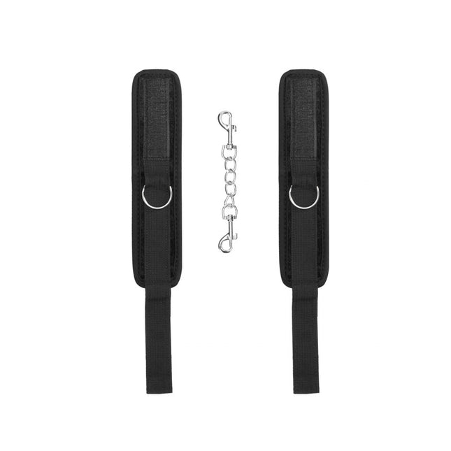 OUCH! Velvet & Velcro Adjustable Handcuffs - Black Restraints