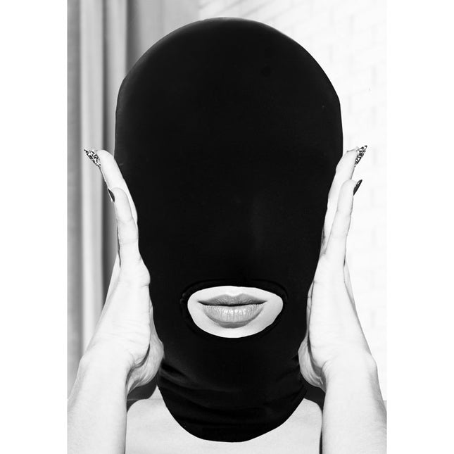 OUCH! Black & White Submission Black Hood Mask