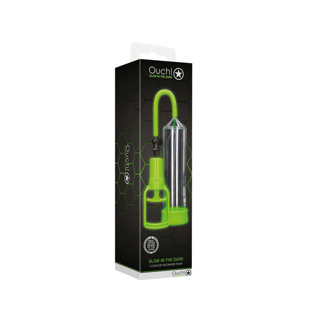 OUCH! Glow In The Dark Comfort Beginner Clear/Glow Penis Pump