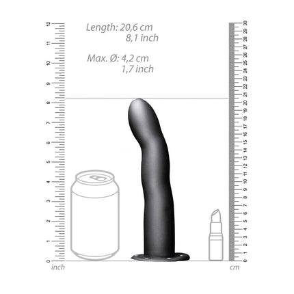 OUCH! 8 Inch Curved Hollow Strap-on Dildo - Gunmetal Grey