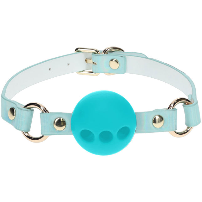 OUCH! Paris Collection Silicone Ball Gag Blue on a white background