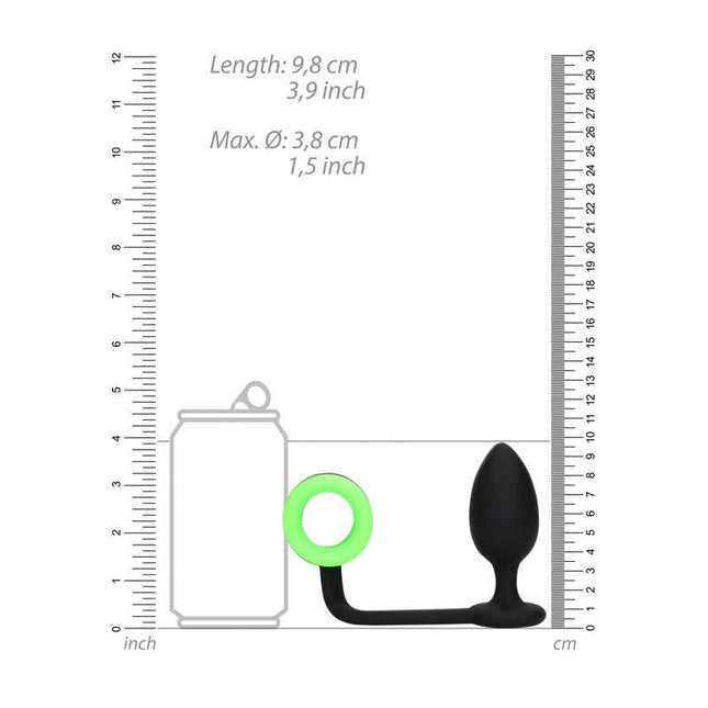 OUCH! Glow In The Dark Butt Plug with Cock Ring Size Chart