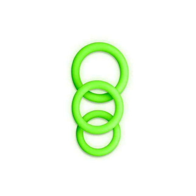 OUCH! Glow In The Dark Cock Ring Set Green in Light
