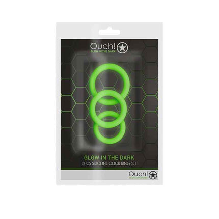 OUCH! Glow In The Dark Cock Ring Set in Packet