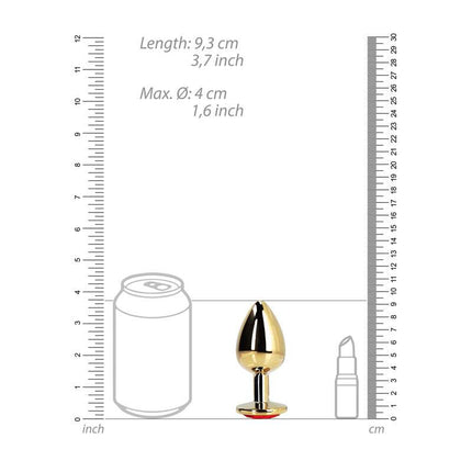 OUCH! Heart Gem Gold Butt Plug - Large Size Chart