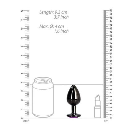 OUCH! Heart Gem Gunmetal Butt Plug - Large Size Chart