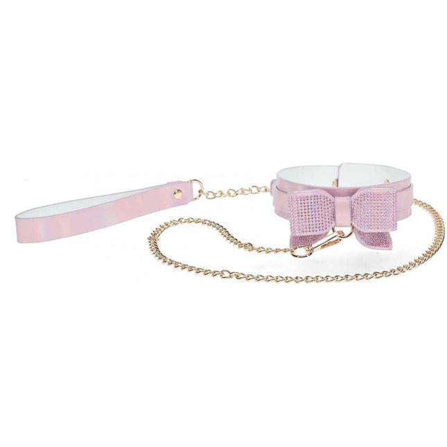 OUCH! Paris Collection - Collar with Leash Pink with Gold Chain