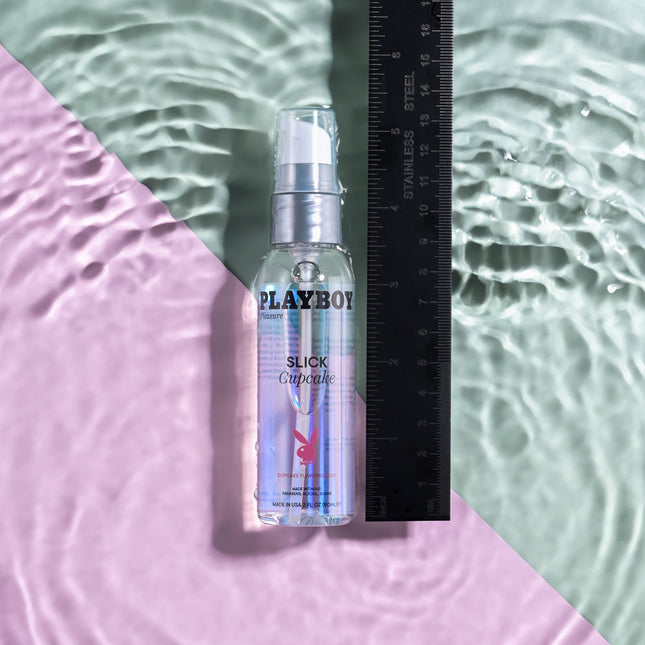 Playboy Pleasure SLICK CUPCAKE Flavoured Water Based Lubricant - 60 ml with Ruler Side by side