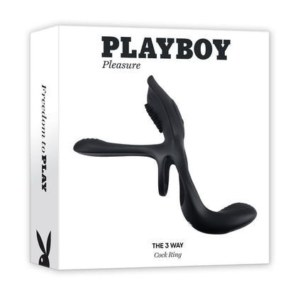 Playboy Pleasure The 3 Way Black Vibrating Cock Ring