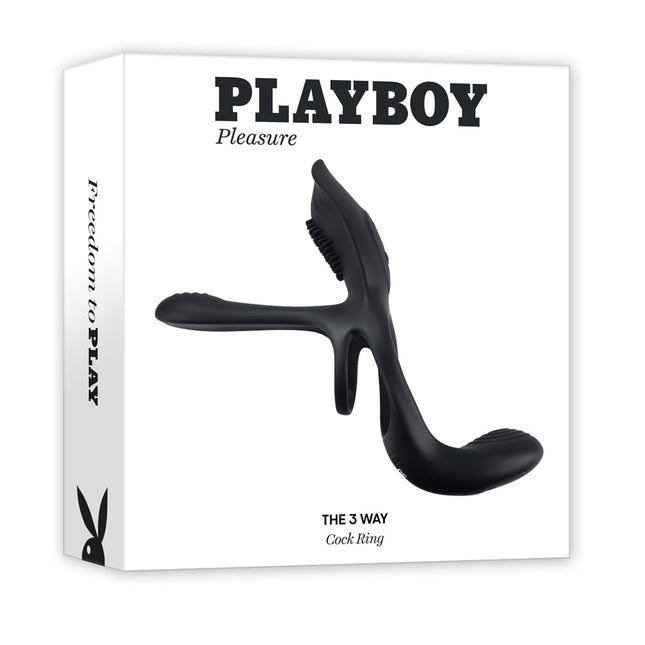 Playboy Pleasure The 3 Way Black Vibrating Cock Ring
